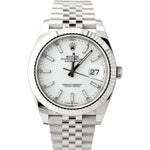AUGUST 2022 Rolex DateJust 41 White 41mm Stainless 18K Jubilee Watch 126334 B+P