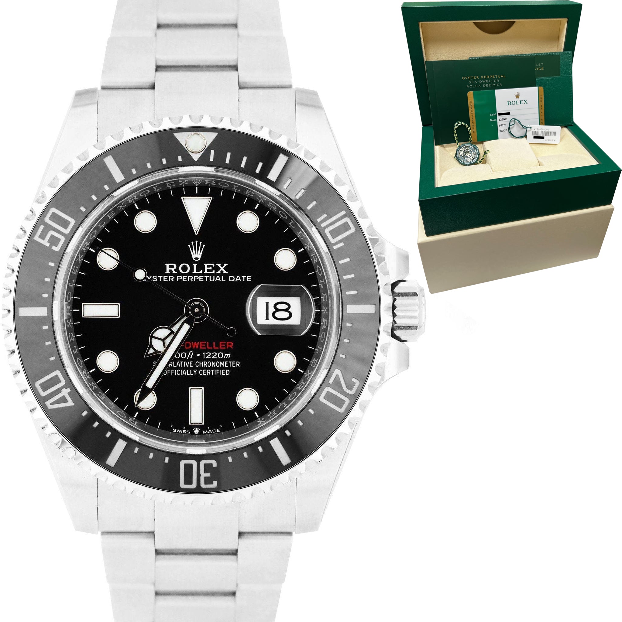 MINT 2019 Rolex Red Sea-Dweller 43mm Mark II 50th Ann. Steel 126600 Watch CARD