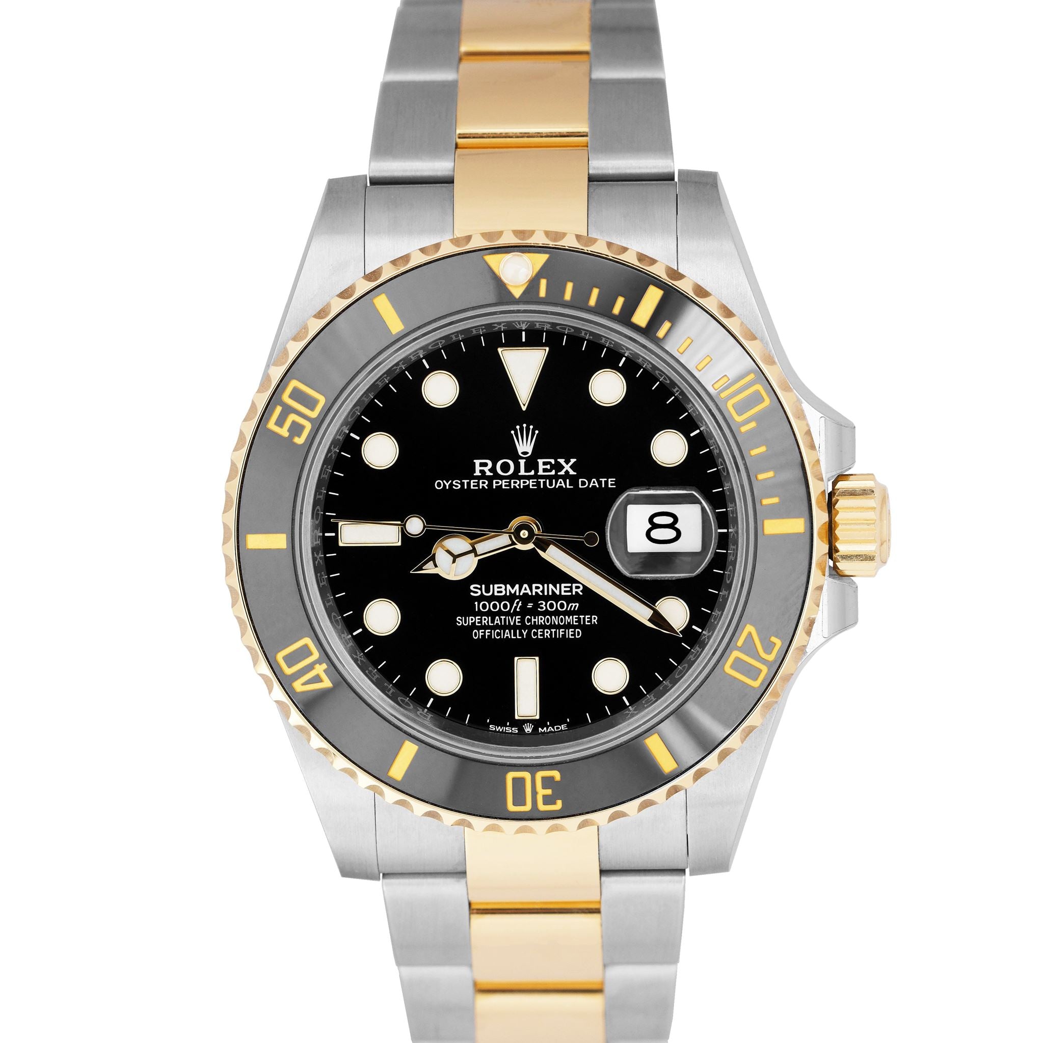 2021 Rolex Submariner Date 41mm Ceramic Two-Tone Gold Black Watch 126613 LN