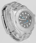 Rolex Yacht-Master PAPERS Rhodium Stainless Platinum Blue 40mm Watch 116622 B+P