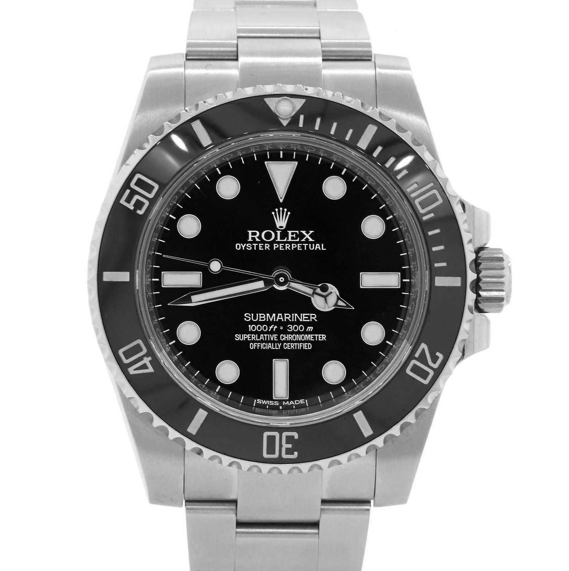 2015 Rolex Submariner No-Date Stainless 40mm Black Ceramic Dive Watch 114060