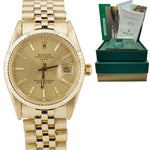 Rolex Date 15037 18K Yellow Gold 34mm Champagne Dial Jubilee Watch BOX PAPERS