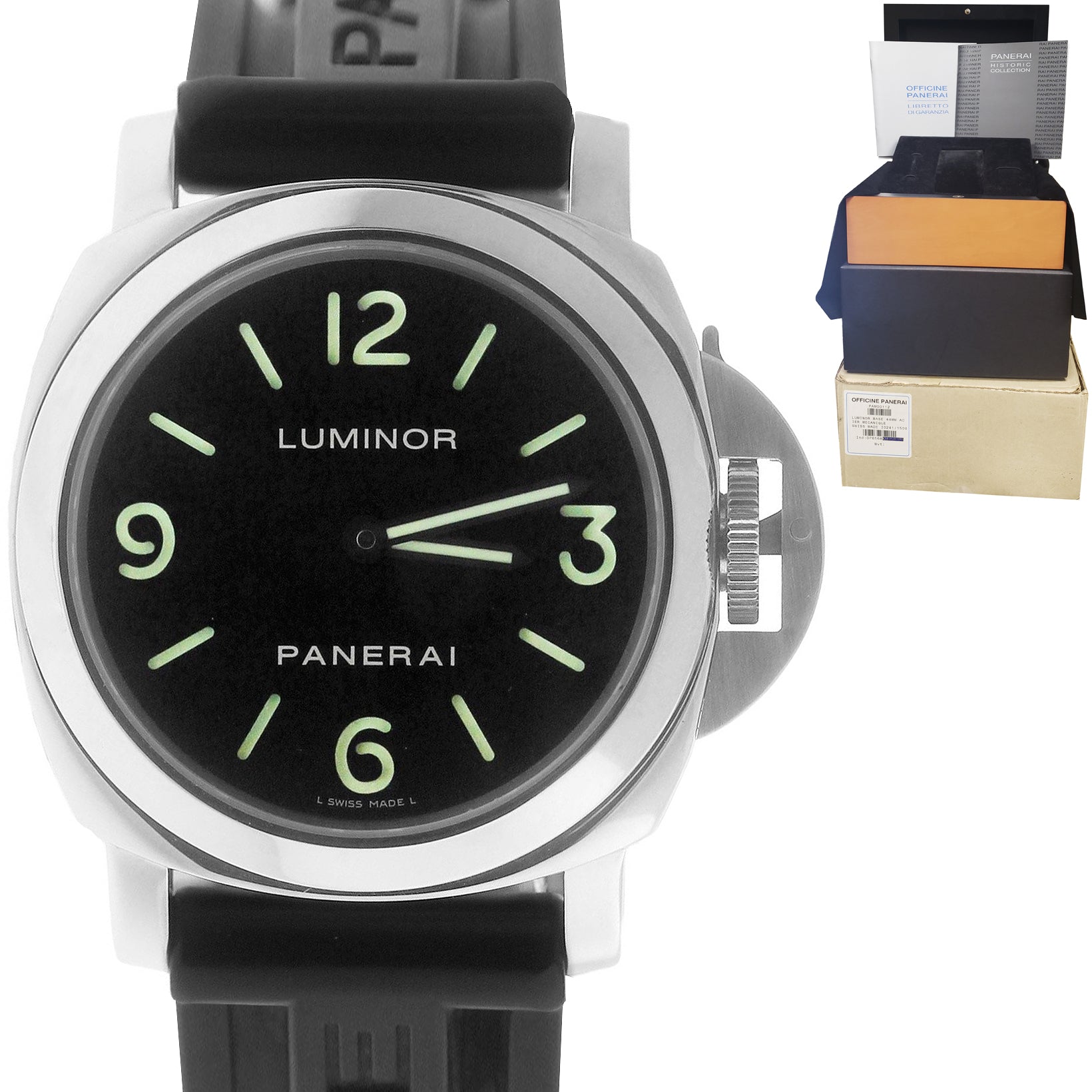 MINT Men s Panerai PAM 112 44mm Luminor Marina Stainless Manual Watch