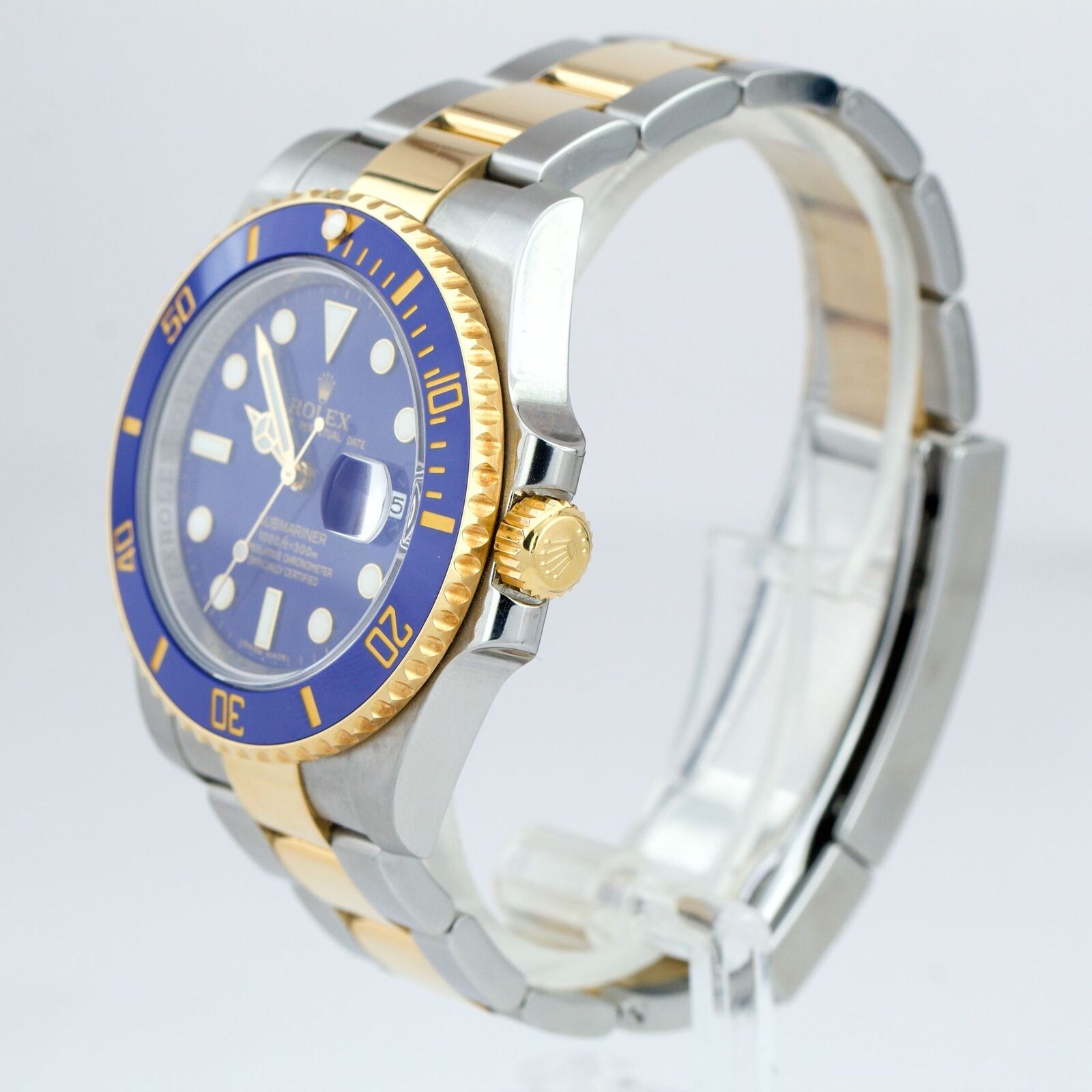 MINT Rolex Submariner Date Ceramic Two-Tone 18K FLAT BLUE 40mm 116613 LB BOX