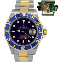 Rolex Submariner/2 Tone /Gold Face/Blue Bezel/16613 – SEA Wave Diamonds