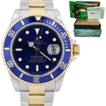 Rolex Submariner Date Two-Tone Steel Gold Blue 40mm Watch 16613 LB BOX PAPERS