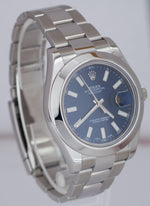 MINT Rolex DateJust II Blue Smooth Stainless Steel 41mm Oyster Watch 116300 B+P