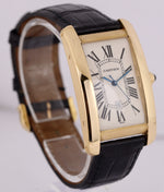 MINT 2001 Cartier Tank Americaine 1740 18K Yellow Gold Auto 46mm White W2603156