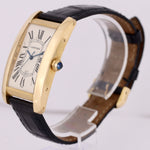 MINT 2001 Cartier Tank Americaine 1740 18K Yellow Gold Auto 46mm White W2603156