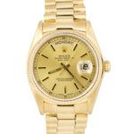 Rolex Day-Date President 36mm CHAMPAGNE 18K Yellow Gold Fluted Watch 18038