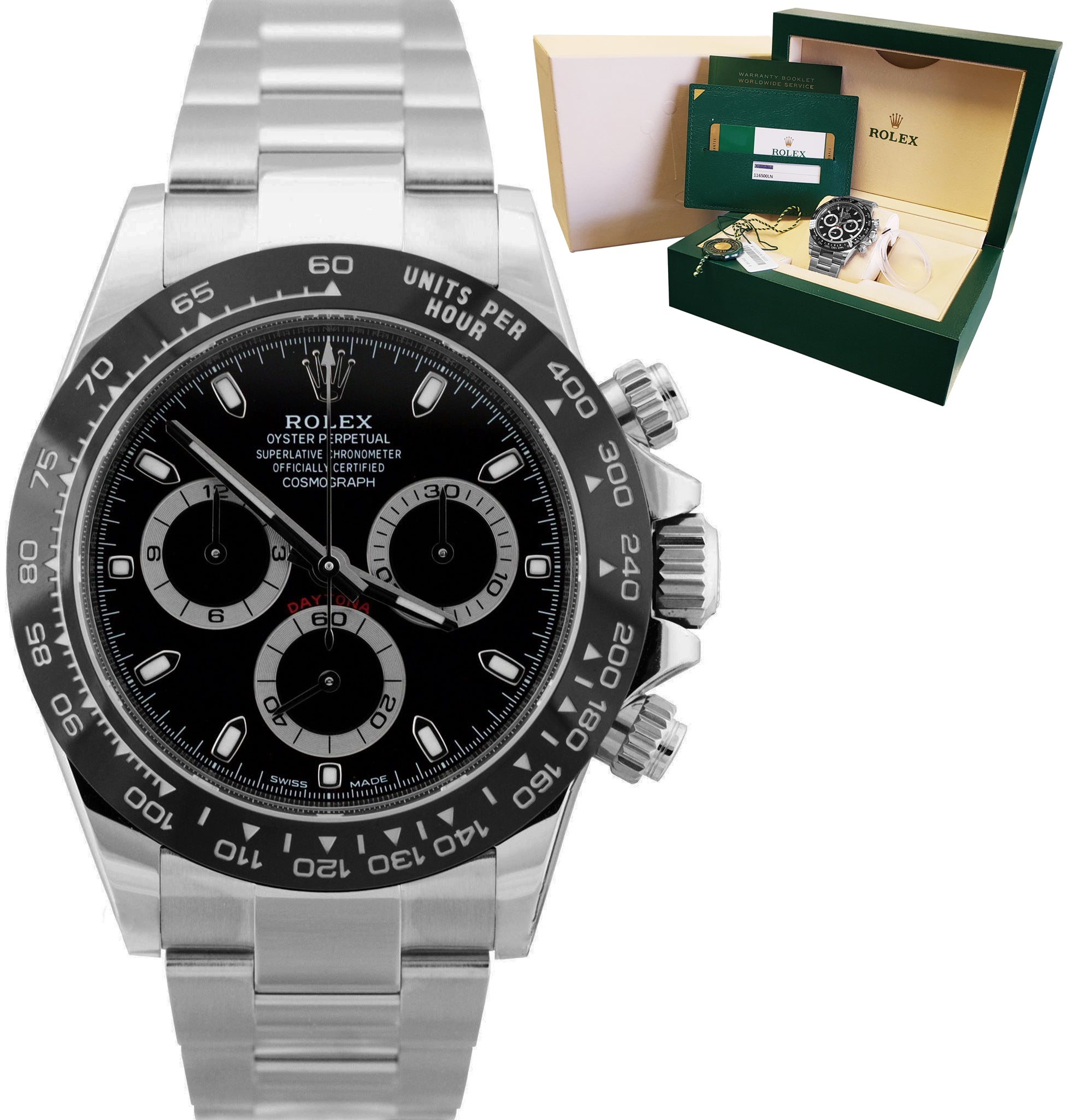 2019 Rolex Daytona Cosmograph 116500 LN Black Stainless Steel Chronograph Watch