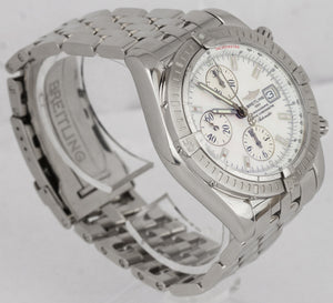 Breitling Chronomat Evolution 18K White Gold 44mm White MOP Date Watch J13356