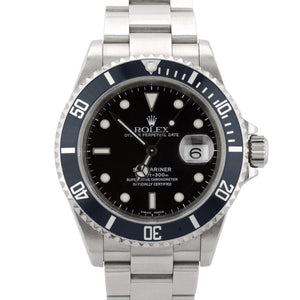 2000 Rolex Submariner Date 16610 Stainless Steel 40mm Black Automatic SEL Watch