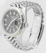 Rolex DateJust 41mm Stainless Steel White Gold Fluted BLACK JUBILEE Watch 126334