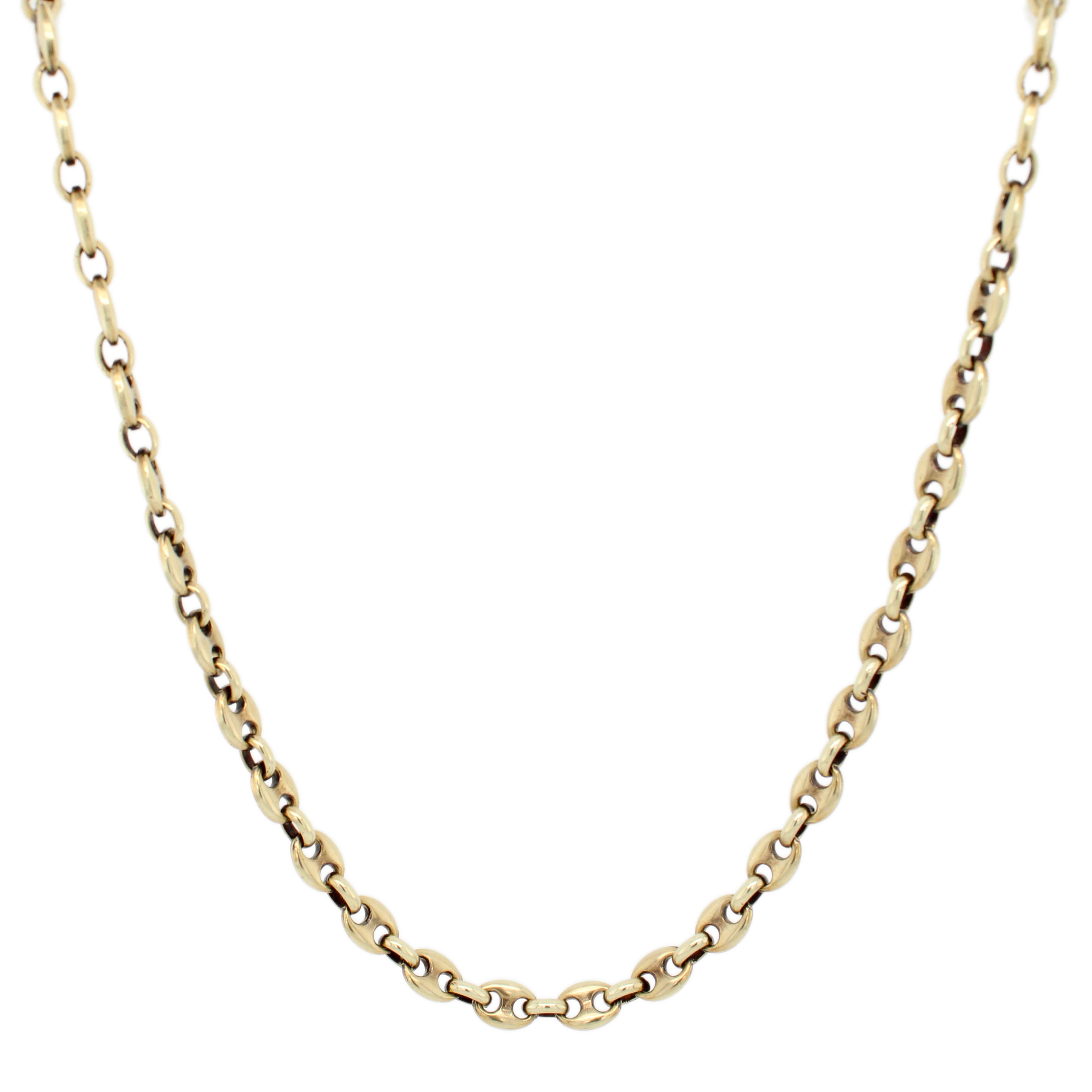 10K Yellow And White Gold (Two-Tone) Gold Puff Gucci Chain, 9.8 mm, 26  inches - BEST JEWELRY SET