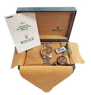 1998 MINT Rolex DateJust 36mm Two-Tone Champagne Steel Gold Jubilee Watch 16233