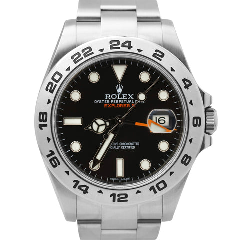 Rolex Explorer II Orange BLACK Stainless Steel 216570 42mm PAPERS Date Watch B+P