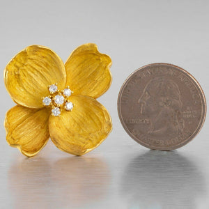 Tiffany & Co. 18k Yellow Gold Diamond Dogwood Flower Earrings 0.70ctw JUMBO