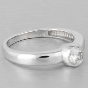 14k White Gold Bezel Set Round Diamond Solitaire Bridal Ring 0.45ct Size 7