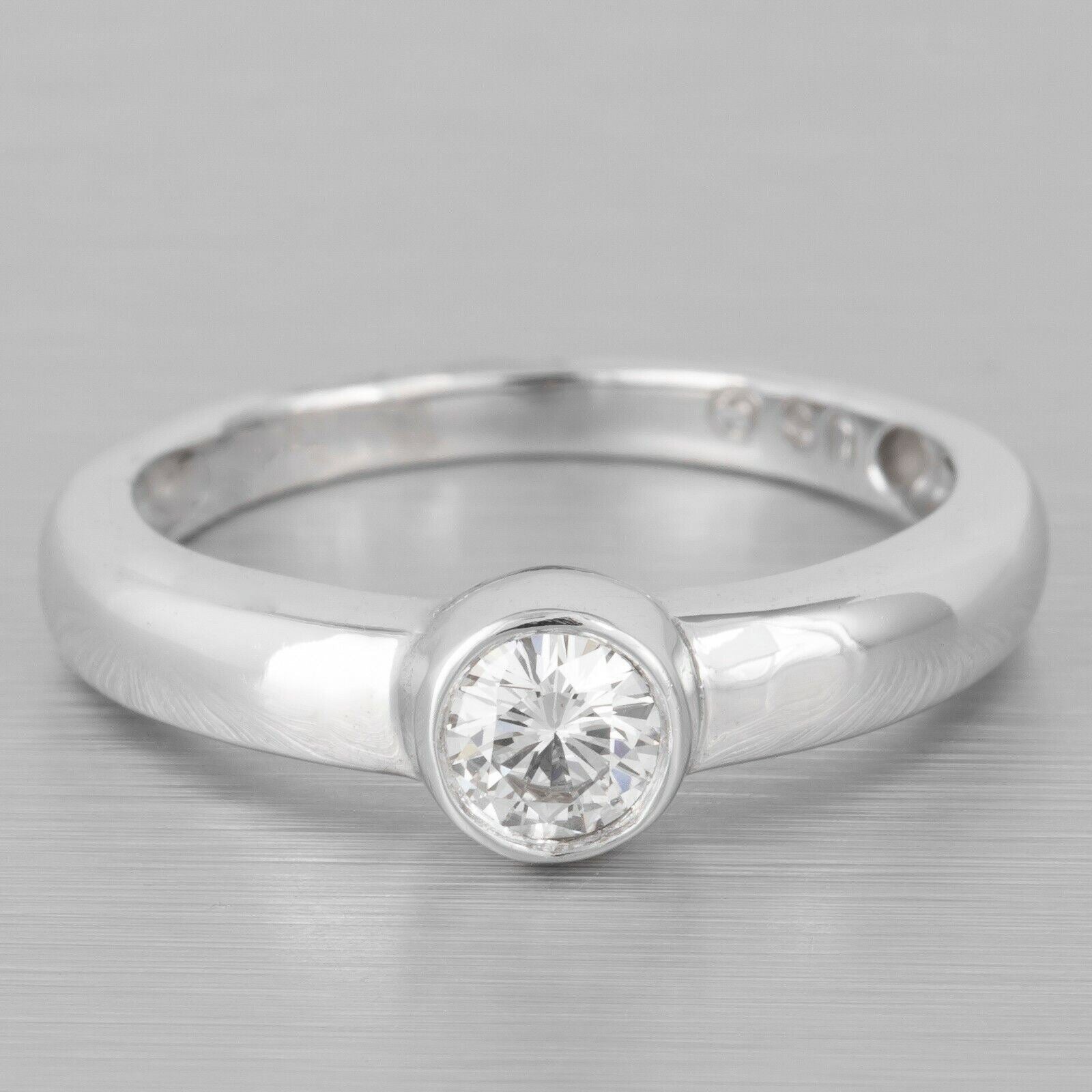 14k White Gold Bezel Set Round Diamond Solitaire Bridal Ring 0.45ct Size 7