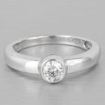 14k White Gold Bezel Set Round Diamond Solitaire Bridal Ring 0.45ct Size 7