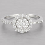 Estate 14k White Gold Diamond Cluster Halo Ring 0.43ctw G VS2 Size 6.75