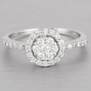 Estate 14k White Gold Diamond Cluster Halo Ring 0.43ctw G VS2 Size 6.75