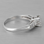 Antique Art Deco 14k White Gold Diamond Bridal Engagement Ring 0.85ctw