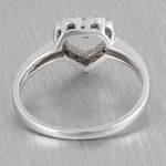 Modern Estate Solid 14k White Gold Open Heart Diamond Ring 0.27ctw Size 6.75