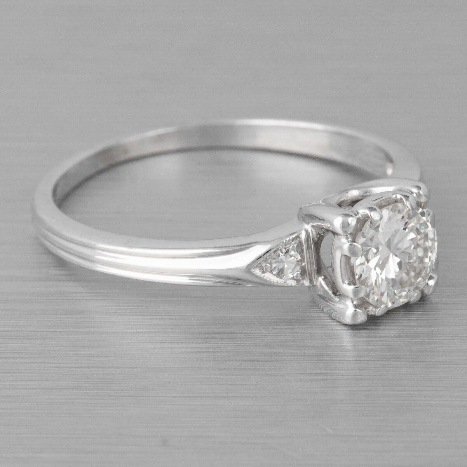 Modern Estate Platinum 900 G-H VS1 Diamond Engagement Ring 0.55ctw