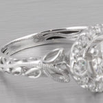 18k White Gold 0.77ct Diamond Milgrain Halo Engagement Ring 1.02ctw H SI1 Size 4