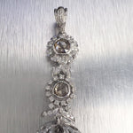 Antique Art Deco 18k White Gold Diamond Filigree Floral Pendant 1.70ctw