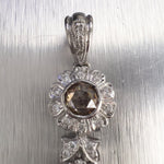 Antique Art Deco 18k White Gold Diamond Filigree Floral Pendant 1.70ctw