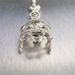 Antique Art Deco 18k White Gold Diamond Filigree Floral Pendant 1.70ctw