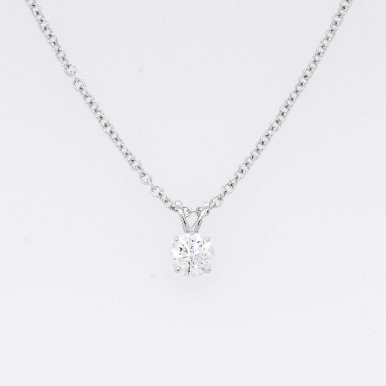 14k White Gold Single Diamond Pendant Necklace 0.27ct H SI1 18" 1.9g