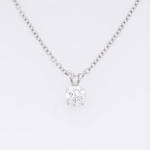 14k White Gold Single Diamond Pendant Necklace 0.27ct H SI1 18" 1.9g