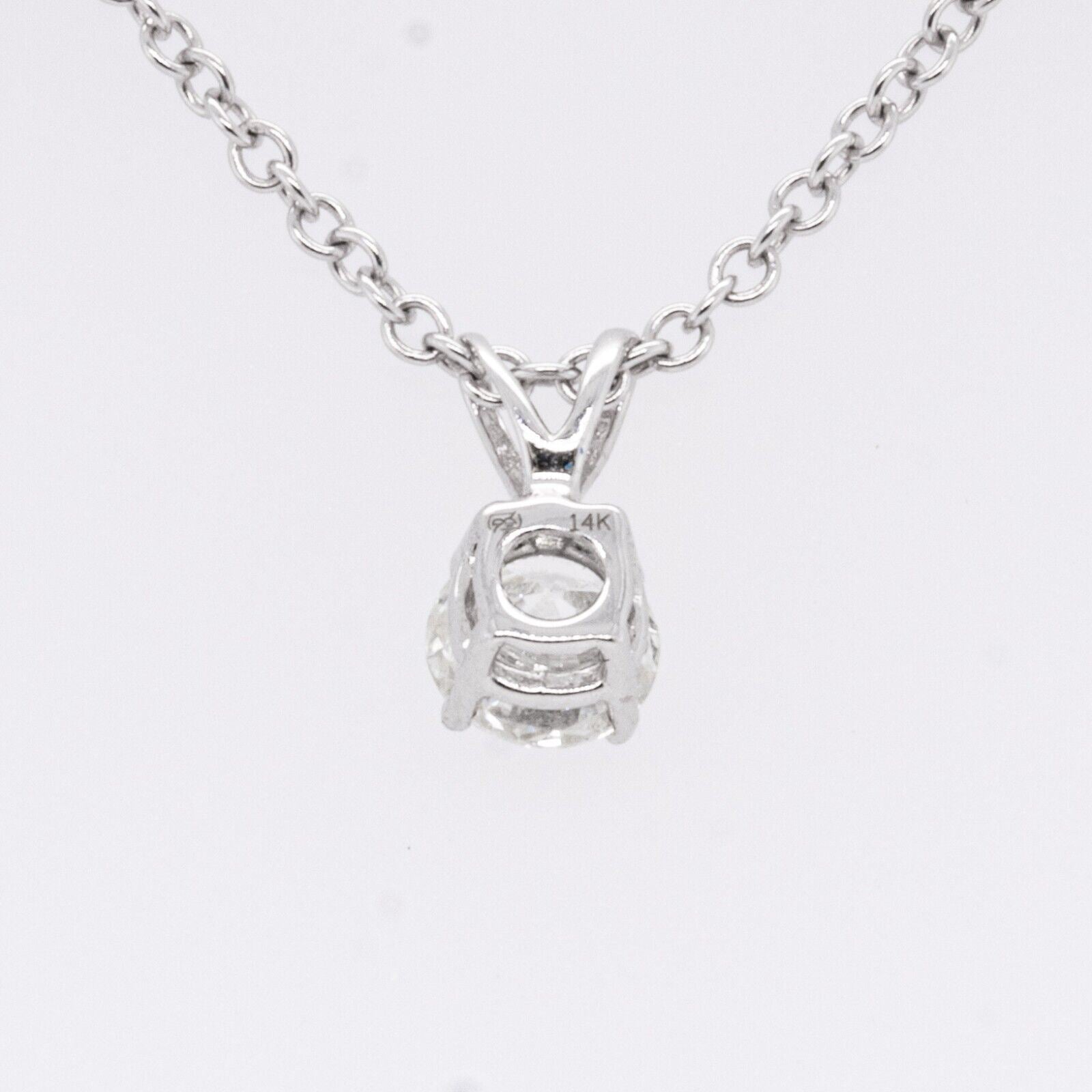 14k White Gold Single Diamond Pendant Necklace 0.27ct H SI1 18" 1.9g