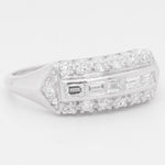 Platinum 900 Straight Baguette & Single Cut Diamond Ring 0.80ctw G VS2 sz 9.25