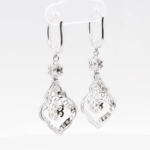 18k White Gold Diamond Leaf Vine Motif Earrings 0.85ctw G VS2