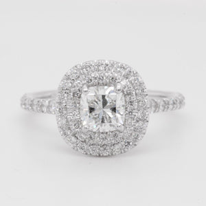 18k White Gold Cushion Cut GIA Diamond Engagement Ring 1.29ctw G-H VS1-VS2 sz 6