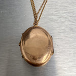 Antique Victorian 14k Yellow Gold Painted Porcelain Cameo Locket Necklace 28"