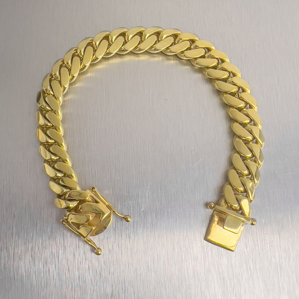 14k Yellow Gold Cuban Link 22.5mm Box Clasp Bracelet 8.75