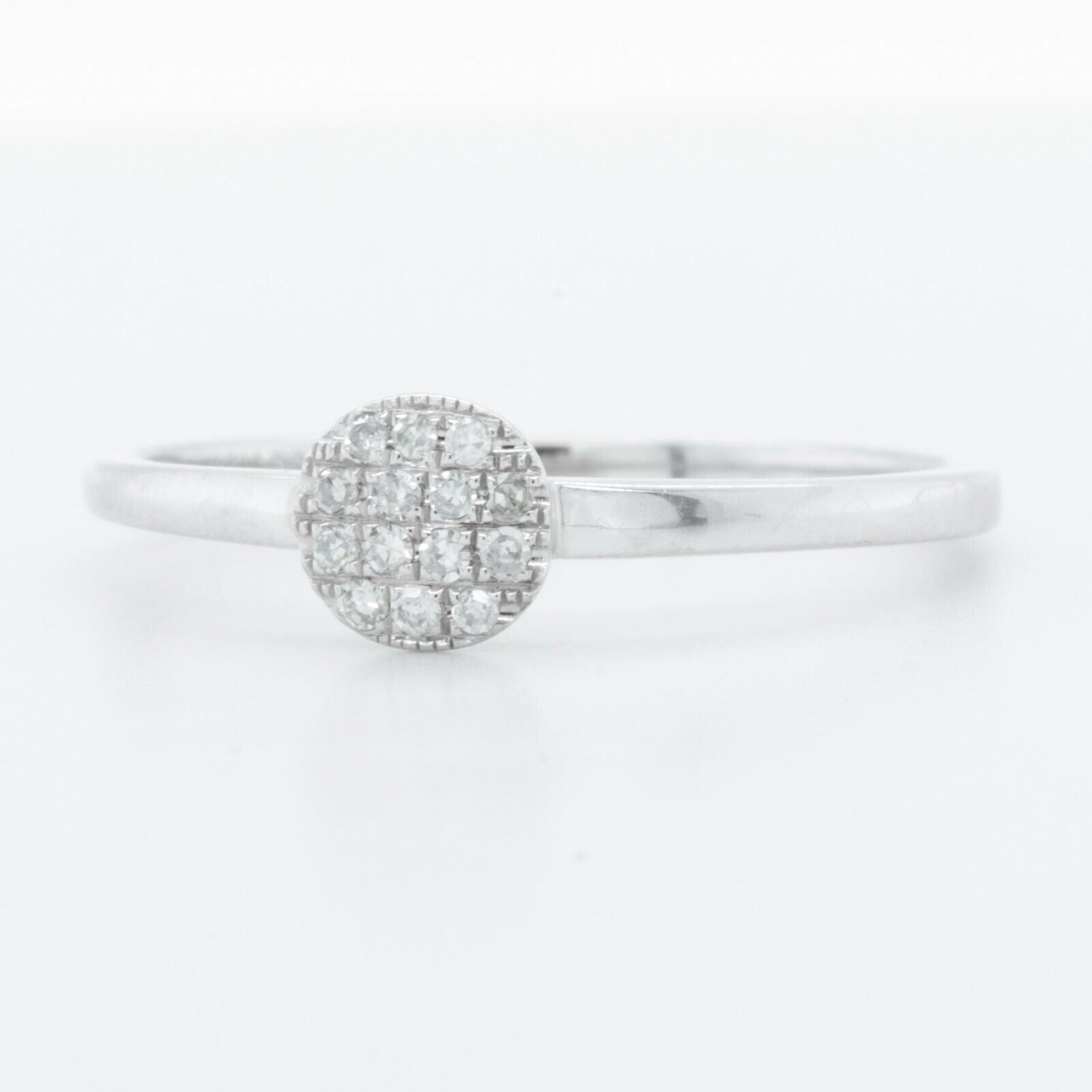 Dana Rebecca 14k White Gold Single Cut Diamond Pave Disc Ring 0.13ctw sz 7.25