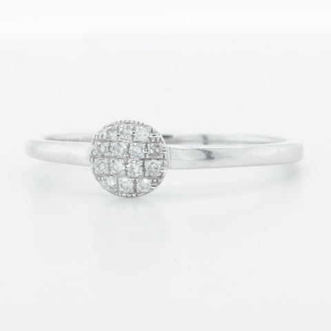 Dana Rebecca 14k White Gold Single Cut Diamond Pave Disc Ring 0.13ctw sz 7.25