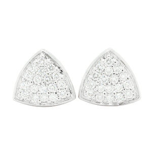 18k White Gold Diamond Pave Shield Shape Omegaback Earrings 1.05ctw G VS2 7.9g