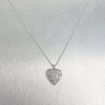 14k White Gold Single Cut Diamond Pave Heart Pendant Necklace 0.45ctw 16"