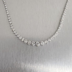 14k White Gold Round Diamond Graduated Tennis Necklace 10.71ctw G VS2-SI1 17"