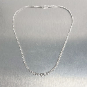 14k White Gold Round Diamond Graduated Tennis Necklace 10.71ctw G VS2-SI1 17"