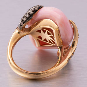 Ambrosi 18k Rose Gold, Cabochon Rose Quartz & 0.60ctw Chocolate Diamond Ring