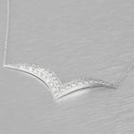 Estate 14k White Gold Diamond Chevron Pendant Necklace 17.5" 1.03ctw VINTAGE